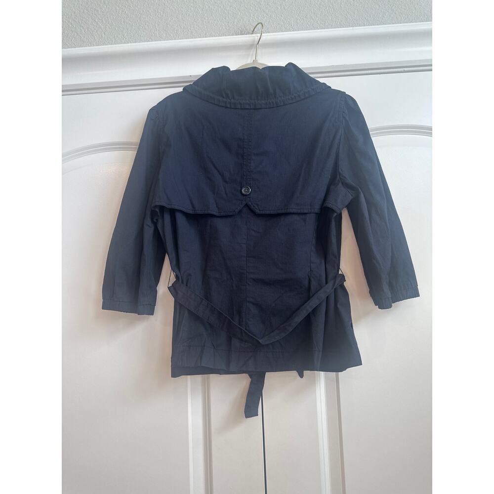 Loft Navy Jacket Elbow Length Sleeve Button Down Jacket with Waist Belt - Picture 8 of 8